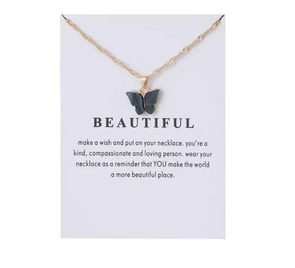 Black Butterfly Pendant Necklace